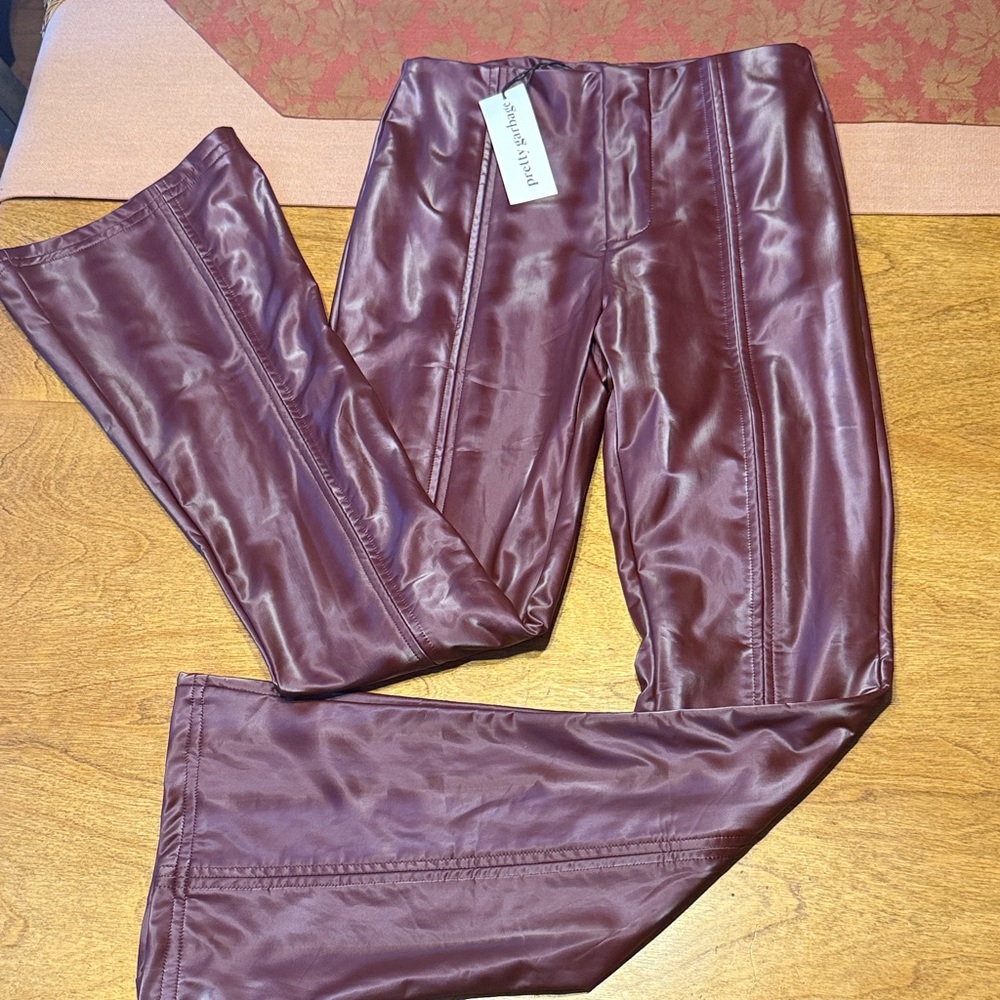 Shiny Burgundy Boot Cut Pants